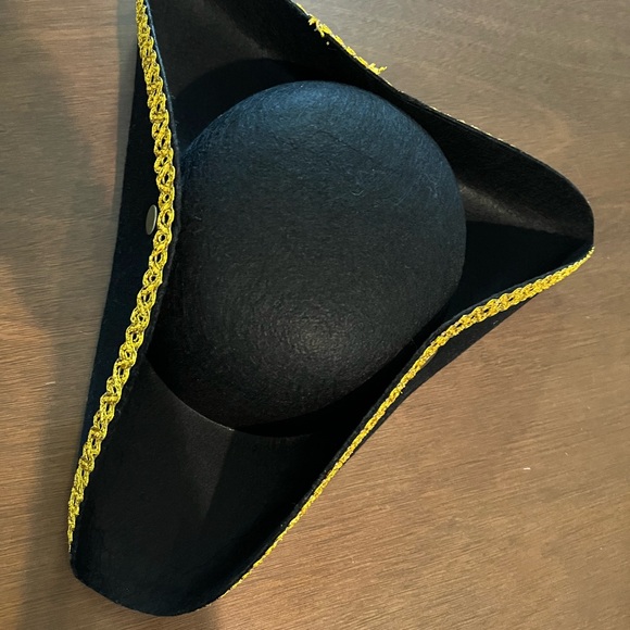 Black Pirate Hat with Gold Trim - Picture 1 of 7